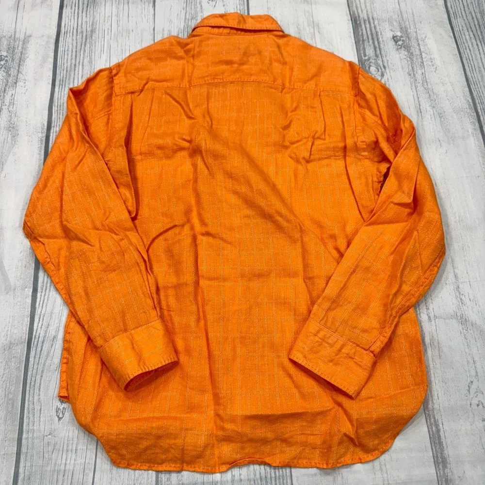 Tommy Bahama Button Shirt Small Orange Linen Mens Beach‎ Casual